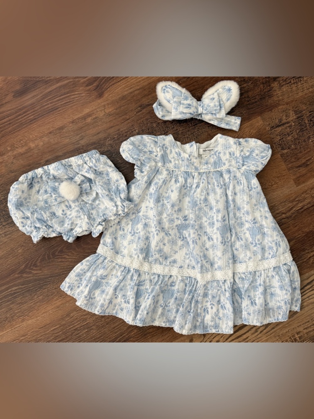 Haute Hippie Floral Bunny Dress with Bloomers & Bunny Ears Bow - 18 months